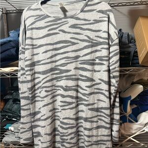 Gray Zebra Print Long Sleeve Top